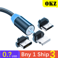 OKZ 2M kabel magnetyczny Micro USB typ C ładowarka do telefonów z systemem Android szybkie ładowanie magnes przewód ładowania dla iPhone 12 11 Pro XS Max 1